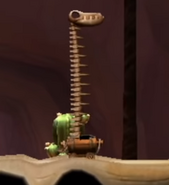 Bonehead Jed with its long spine up, as seen in the game Donkey Kong Country Returns for Wii.