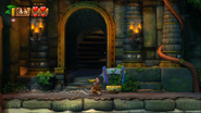 A Tutorial Pig's checkpoint stall after becoming active, as seen in the game Donkey Kong Country: Tropical Freeze.