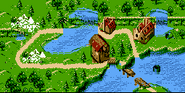 The overworld map of the Northern Kremisphere as seen in the game Donkey Kong GB: Dinky Kong & Dixie Kong for Game Boy Color.
