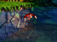 DK swimming in the Jungle's lake.
