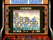 The world map of Iceberg of the game Donkey Kong for Game Boy, as seen on the Super Game Boy for SNES.
