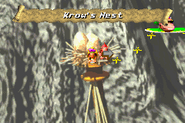 Krow's Nest boss stage location in the world map of Gangplank Galleon as seen in the game Donkey Kong Country 2 for GBA.