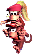 Artwork of Diddy Kong carrying Dixie Kong on his back, from the game Donkey Kong Country 2.