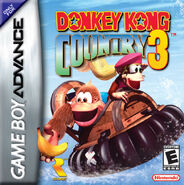 North American boxart of the game Donkey Kong Country 3 for GBA.