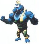 Blue Krusha's alternative artwork from the game Donkey Kong Country.