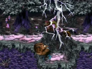 Lightning Strike.png (1.04 MB) Dixie and Kiddy avoid a fatal lightning bolt, but the Knik-Knak doesn't.