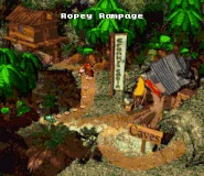 Kongo Jungle world warp to the middle of the stage Orang-utan Gang, as seen in the game Donkey Kong Country for SNES.[1]