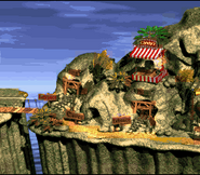 The first half of the world map of Monkey Mines as seen in the game Donkey Kong Country for SFC/SNES.