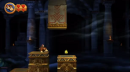 Donkey and Diddy Kong traversing the first Key Temple level, Platform Panic, as seen in the game Donkey Kong Country Returns for Wii.