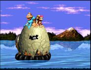 Baron K. Roolenstein defeated as seen at the end of the game Donkey Kong Country 3.