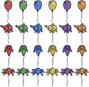 Balloon shape.png (299 KB) All the shapes and colors of balloons in DSA, from top to bottom: normal Balloon, Beefalo, Pig and Spider.