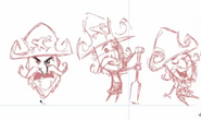 Rough sketches of Woodlegs.