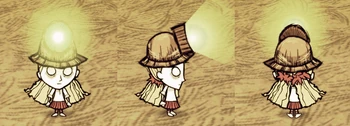 Wendy wearing a Miner Hat.
