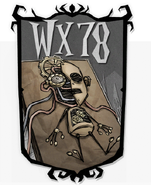 An image of WX-78 in their unreleased "W.I.P." skin.