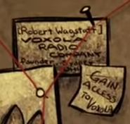 Wagstaff's Voxola Radio Company business card as seen in the Don't Starve Together animated short Next of Kin.