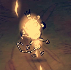 Wilbur getting struck by lightning.