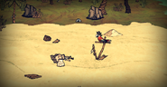 A Chef Pouch spawning alongside Warly in Shipwrecked.