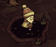 Standing on pond.jpg (17キロバイト) Players can stand on a pond if they're there before it melts. Wendy will be pushed back if she moves.