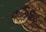 A Rockjaw sleeping on a boat.