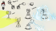 Concept art of gadgets for Winona's 2019 rework including an unused concept of a Bernie upgrade from Rhymes with Play #128.