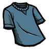 Common T-Shirt A 'cobaltous oxide blue' colored shirt. Wilson is working on a W-shirt, but this prototype came out more T-shaped. See ingame