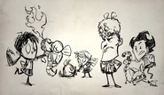 Critters Drawing.jpg (499 KB) A drawing of Willow, Wendy, Maxwell, and Wilson with their critters (the Broodling, Vargling, Glomglom, and Kittykit, respectively) from Rhymes With Play.