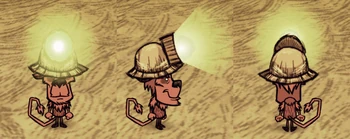 Wortox wearing a Miner Hat.