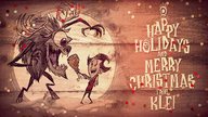 Wilson making amends with Deerclops in a Holiday themed PS4 poster.