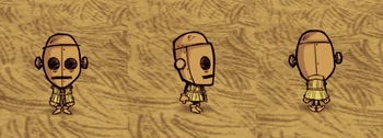 WX-78 wearing a Rain Coat.
