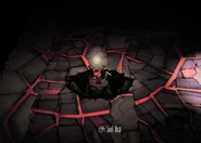 Wortox standing on a cave hole, having accessed it via Soul Hop.