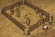 Fence Ingame2.png (987 KB) A fence with Wood Gates used to pen some Rabbits.