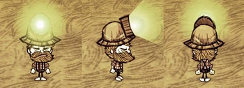 Woodie wearing a Miner Hat.
