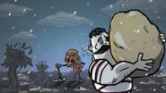 WX-78 as seen in a winter-themed promotional image for the official release of the Reap What You Sow content update.