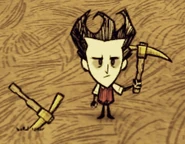 Wilson wielding an Opulent Pickaxe.