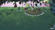 Wilson alongside Wormwood in the main menu of the 2021 "Waterlogged" update.