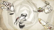 Wickerbottom in a loading screen for Don't Starve Together.