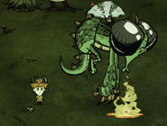 Mosca Dragón luego de escupir lava.
