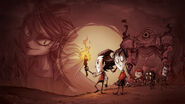 Charlie as seen in a variant of the background wallpaper for a Don't Starve Mega Pack promotional image.