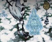 Deerclops and frozen Treeguard