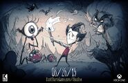 Tallbird as seen in a poster announcing the release of Don't Starve: Giant Edition on the Xbox One.