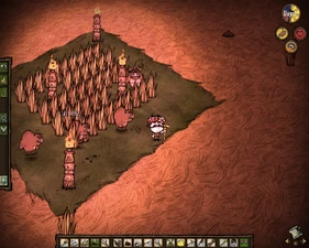 ガーディアンピッグが草の茂みを守っている例