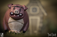 Uma foto de uma estatueta de um Porco vendido na loja online da Klei.