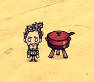 Warly Crockpot.png (156 KB) 沃利站在便携式烹饪锅旁。