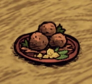Sweet Meatballs Ground.png (64 KB) Dishes seasoned with Honey Crystals appear with a plate on the ground.