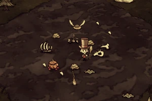 触手の罠と、ハウンド襲撃被害者の骸骨