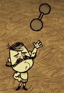 Wolfgang lifting a Dumbbell while Mighty.