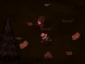 罠猟師の骸骨に鳥用の罠と設計図が追加されたもの