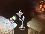 A glitched Red Mushtree floating above the Abyss in Don't Starve Together.