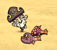 Purple Grouper on ground.png (246 KB) Woodlegs standing next to a Purple Grouper and a Cooked Purple Grouper on the ground.