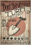 O cartaz para a atualização "Turf!", com uma pá.